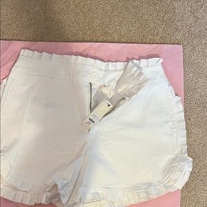Francesca's Collections White Ruffle High Waist Shorts